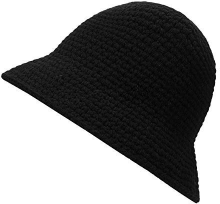 ZLYC Chapeau Cloche d'hiver Tendance en Tricot pour Femme - Couleur Unie, Noir uni, Taille Unique