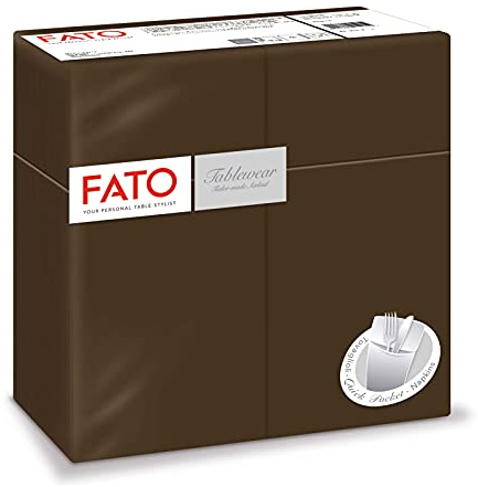 Fato Servetter av torrpapper, Airlaid, med bestickficka, Tyg effekt, 50 servetter i storlek 40 x 40, Kakao färg