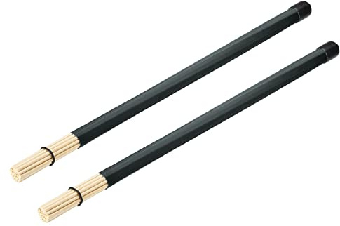 sourcing map Bambou Tambour Bâton Brosses Baguettes Tambour Brosse pour Jazz Acoustique Performances Musique Amant Percussion 1 Paire Noir