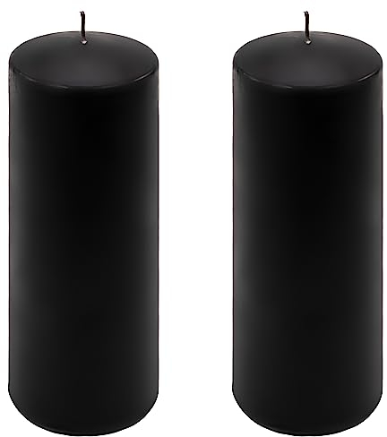 Stumpenkerze schwarz Höhe 20 cm Ø 7,5 cm lange Brenndauer Rund-Kerze Säulenkerzen Kerzen-Deko Tafelkerzen Weihnachts-Kerzen Hochzeit (2)