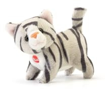 Trudi Sweet Collection 51326 Mini Plush Cat Brad 5 x 8 x 9 cm, Size XXS, Plush Toy Deluxe with Realistic Details, High-Quality Cuddly Toy with Loop, Can Be Used as a Pendant, Washable, Grey