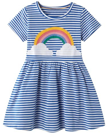 Codkkre Vestito Bambina Regali di Pasqua Abiti Cotone da Ragazza Bambine Vestitos Girocollo Bambina Abito da Principessa per la Festa Estiva 4 Anni