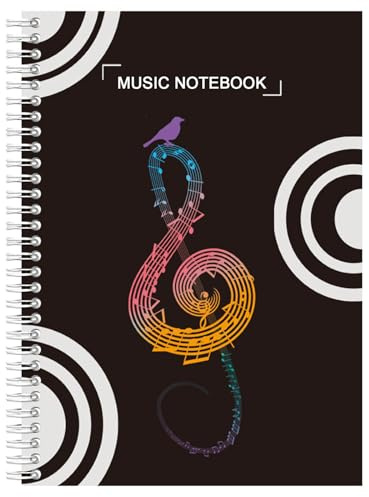 MUSHENJI Blank Sheet Music Notebook, Opaque, Non-bleeding Thick Staff Paper, Large Spaces Between Lines, Piano Notebook Song Writing Journals Book