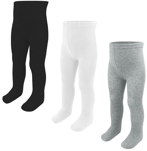 ZERULETS Collants pour bébé - Collants pour enfants pour filles et garçons - En coton - 3 paires - Collants antidérapants - Chaussettes - Leggings - 0-24 mois, 18-24 mois