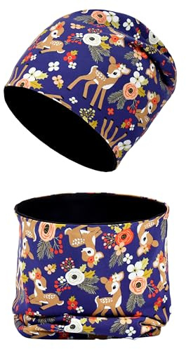 MAKFORT Enfants garçons filles bonnet écharpe tube set différents motifs avec ou sans non-tissé matériau doux stretch & entretien facil - printemps été automne hiver