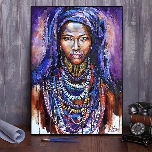 Mujeres africanas con turbante pintura en lienzo arte de la pared carteles e impresiones imágenes decoración del hogar pintura adecuada para la decoración de la oficina 60x80cm (24x31in) sin marco