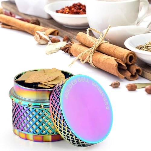 Golden Bell Grinder 4 Pieces Zinc Alloy Pollen Rainbow Grinders Spice Grinder Color Herb Grinder with Magnetic Top (2.2 inch)