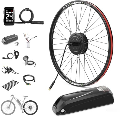 Varstrom Ebike konverteringssats 250 W med batteri 36 V 13 Ah underrör batteri 26/28 tum Ebike konverteringssats E-cykel bakhjul borstlös motor elcykel konverteringssats för skivbroms cykel