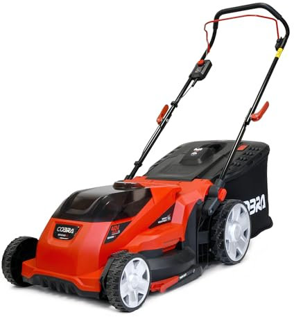 Cobra MX4340VX 17 (43cm) Cordless Lawnmower – 40V 4Ah Battery & Charger, 6 Cutting Heights, 50L Grass Bag, Polymer Deck, Mulching Plug, Grass Combs