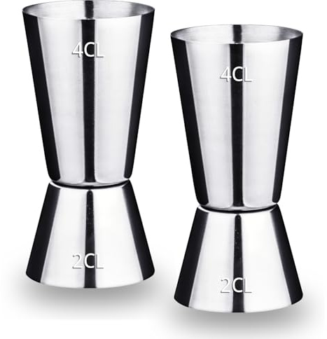 Cocktail Messbecher Set - 2er Pack, 2cl & 4cl Dual Spirit Measure Cup - Cocktail Messbecher - Edelstahl Barmaß für perfekte Cocktails - Präzise Skala für Bars und Zuhause