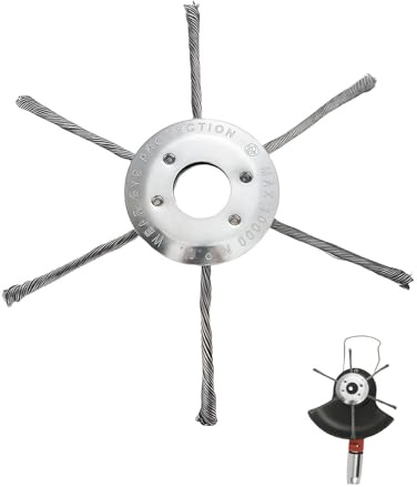 KLINNA Brosse de désherbage 6 têtes 180 mm Fil d'acier robuste Accessoire pour débroussailleuse et tondeuse à gazon à essence
