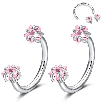 D.Bella hästsko näsringar ringar ringar septum ring 316L rostfritt stål näsringar CZ hästsko septum läpp labret ögonbryn helix daith öra piercing smycken för kvinnor män, Rostfritt stål