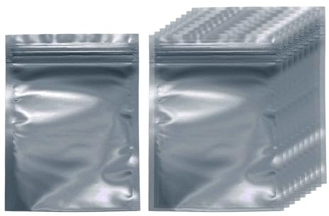 HARFINGTON 30pcs Antistatic Bags 5.1 x 3.5 Double-Layer Anti Static Resealable ESD Shielding Bag for GPU Hard Drive HDD SSD LED Lights Electronic Device, Semi-Transparent Dark Grey