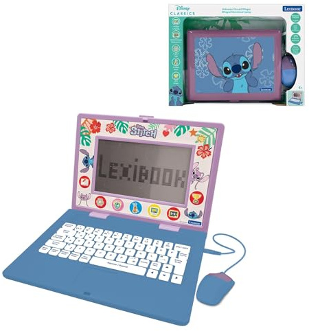 Lexibook, Disney Stitch, Ordinateur Portable éducatif bilingue FRANÇAIS/Anglais, Jouet pour Enfants, 170 activités pour Apprendre, Jeux et Musique, Grand écran, Bleu/Violet, JC599Di1LXB