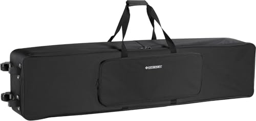McGrey KBT-3223-88 Carro de transporte con ruedas para teclado y piano con 88 teclas, ligero, cómodo y resistente, acolchado interior grueso, mochila acolchada, impermeable, negro