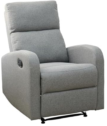 MOMMA HOME Sillón Relax reclinable, TAVIRA - Sillón Reclinable Manual - Tela Antimanchas - Medidas: Ancho 71 x Profundo 93 x Alto 101 cm (Gris Tela Barrel)