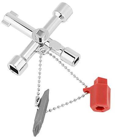 OEBUAFI Llave Cruzada Universal, Llave Inoxidable de Aleación de Zinc con Destornilladores Planos y Cruzados para Gabinete de Control Eléctrico de Ascensor de Tren