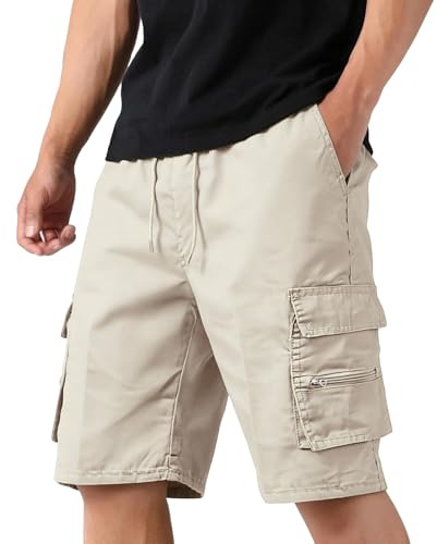 Pantalones Cortos Hombre, Pantalón Trabajo, Trekking Multibolsillos Deportes Casual Mens Running Cremallera Verano Secado Men Bolsillos Pantalon Corto Hombre Cargo, XXL