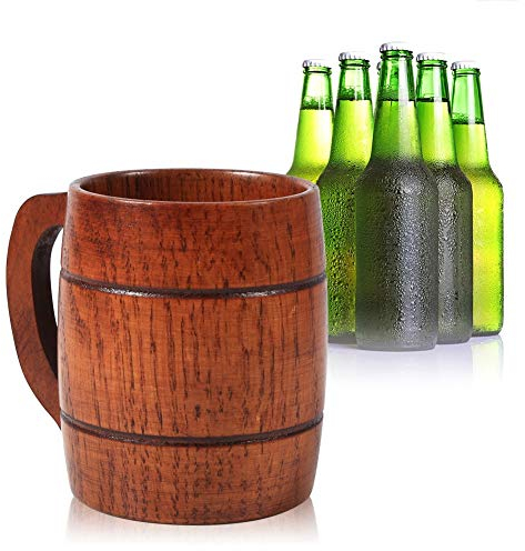MAGT Boccale da Birra, Tazza da Birra in Legno Retro Grande Capacità Tazza da Tè con Manico per Bar Ristoranti Club