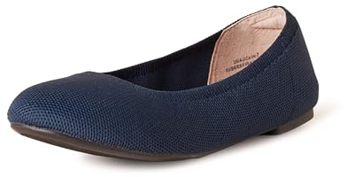 Amazon Essentials Women's Knit Ballet Flat, Navy, 4 UK