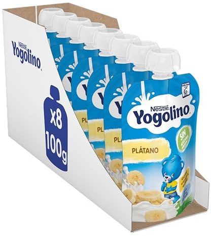Nestlé Yogolino Lácteo infantil Plátano, Desde 6 Meses, 8 Bolsitas de 100 g