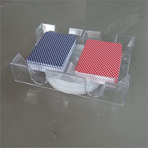 TREETDOBV Bandeja Giratoria para Tarjetas de 2 Barajas/6 Barajas, Práctico Soporte para Cartas de Juego, Organizadores de Juegos de Cartas Transparentes, Soporte para Tarjetas Portátil y
