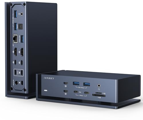 iVANKY FusionDock Max 1, 20-in-2 Thunderbolt 4 Docking Station Only for M1-M5 Pro/Max MacBook, Quad 6K or Dual 8K Display, 40Gbps Dock with 4 Downstream Thunderbolt 4 Ports, 100W, 2.5G LAN, SD 4.0
