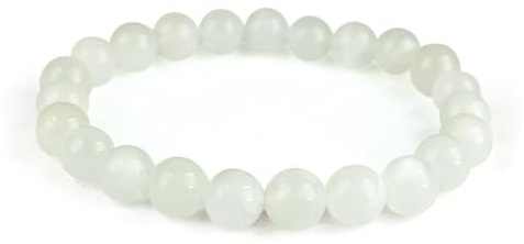 Genomskinlig Månsten armband | 100% äkta naturstenar | bekvämt och elegant | koreanskt elastiskt snöre och smyckeskrin medföljer (Genomskinlig Månsten, 8mm)