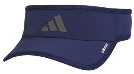 adidas Men's Superlite Visor – Lightweight Moisture-Wicking Running Hat, Dark Blue/Grey Four/3, OSFA