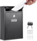M.J COMFY-LIFE Wall Mounted Steel Lockable Weatherproof Post Box - Galvanised Steel Outdoor Mailbox with Nameplate, 2 Keys, and Easy Installation (Black)