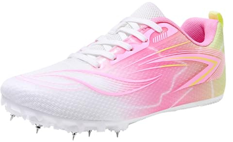sekiueo Zapatillas De Atletismo para Mujer para Niños Y Niñas para Saltos De Carrera con Clavos Transpirables,Rosado,36 EU