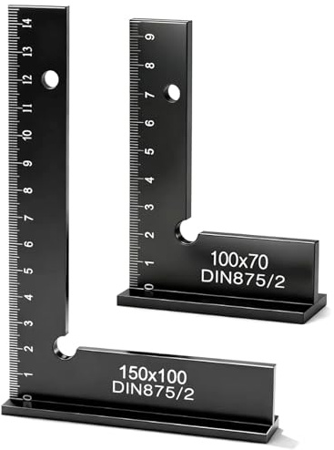 2Pcs Escuadra Carpintero con Escala de Precisión (cm), Juego de Escuadras Carpintero Aluminio 100 x 70mm y 150 x 100mm para Laboratorio, Estructuras Metálicas, Ingeniería y Taller