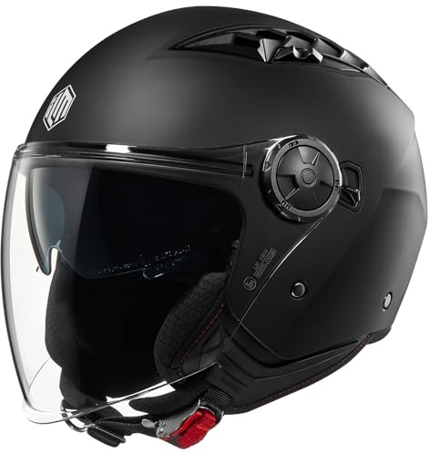 ILM Casco Scooter Jet Moto Aperto Uomo Donna Omologato ECE22.06 con Doppia Visiera Lunga Vintage Leggero Modello HS399,Nero Opaco,Taglia XL