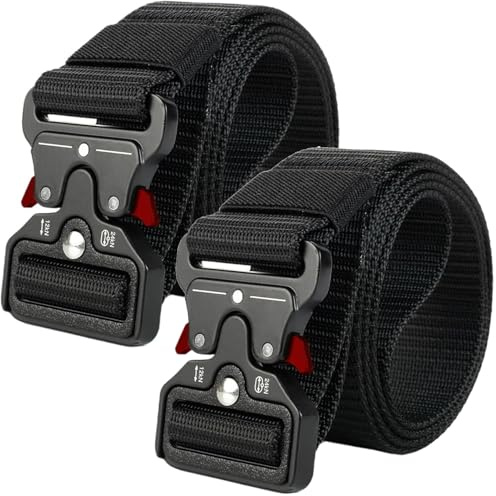 VNIDJGB 2 Pcs Belts for Men,Adjustable Nylon Quick Release Tactical Belt,Multifunctional Military Men's Belts,Durable Waist Webbing,Mens Belt for Work,Daily Casual Using,Outdoor Sports,Camping