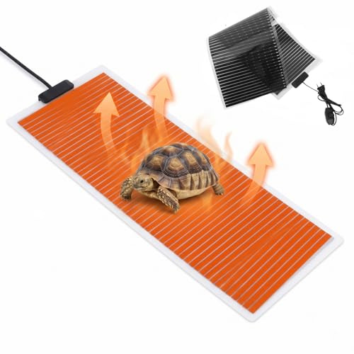 Tapis chauffant pour terrarium, 45W Tapis Chauffant pour Reptiles avec Thermostat Réglable Compatible Récipients en Verre pour Terrariums Tortues Serpents Petits Lézards 31,44 x 11,12 x 0,04inch