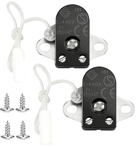 Set di 2 interruttori a tiretta per illuminazione mobile 250 V 2 A interruttore a cerniera da incasso con cavo