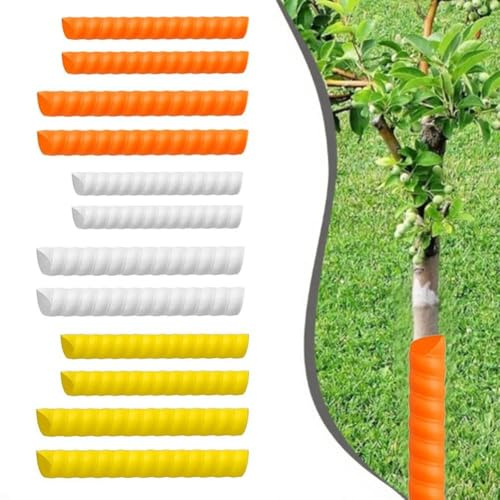 NEIQIUWING Anello di protezione in plastica per alberi giovani, set da 4 pezzi (2 grandi + 2 piccoli), resistente alle intemperie, bianco/giallo/arancio, adatto per protezione da cervi, roditori e