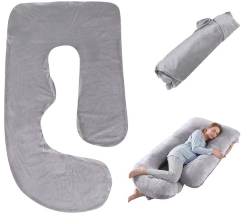 80x140cm Housse de Coussin de Grossesse, Taie d'oreiller en J, Taie d'oreiller pour Le Corps de Grossesse, Oreiller de Grossesse pour Femme, Convient aux Femmes Enceintes et aux Personnes