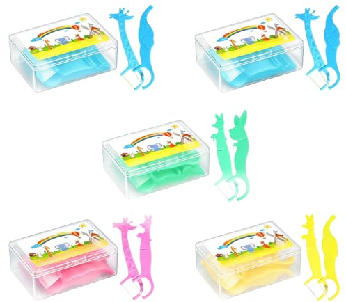 200 unidades de palillos de hilo dental, palillo de dientes con sabor, intervalos de limpieza dental, 4 formas de animales coloridos, hilo dental antideslizante para espacios interdentales estrechos