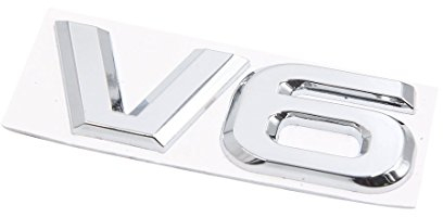 sourcing map Silberfarbenes Metall-V6-Muster, selbstklebendes Abzeichen Emblem Aufkleber für Autos