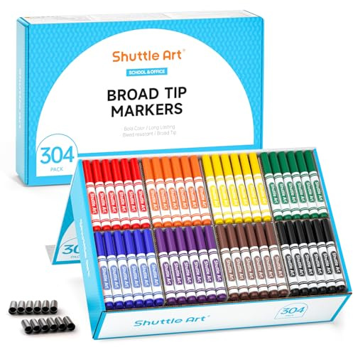 Shuttle Art Filzstifte auswaschbar, 304 Stück Filzstifte in 16 Farben, Großpackung, dickes Filzstift Set, Fasermaler