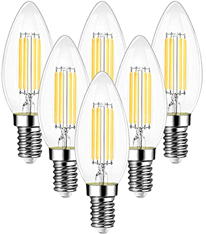 Ampoule Filament Bougie Vintage LED E14, EXTRASTAR Ampoules 6W LED Filament équivalent ampoule traditionnelle 60W, E14 Ampoules Culot Vintage Edison Blanc Chaud 2700K 750LM, Lot de 6