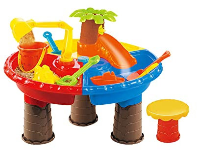 Uposao Table Sable Et Eau, Table De Jeu avec Couvercle Et Accessoires pour Enfants, Bac à Sable De Jardin Incluant Une Variété D’Accessoires Assortis, Jouets D'extérieur D'été