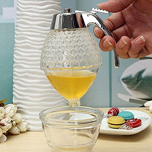 Honey Dispenser, Syrup Dispenser,Honey jars,No Drip Dispenser,Honey Jars with Stand Honey Container, Honey Pot,Syrup and Sugar Jar Pot, Moderate Flow,No Drip Home Kitchen Storage, Liquid Food