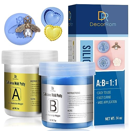 Masilla de silicona – Kit de fabricación de moldes de silicona flexible de 400 g – Relación de mezcla fácil 1:1, masilla de moldeo de curado rápido para moldes reutilizables, fundición, resina, jabón