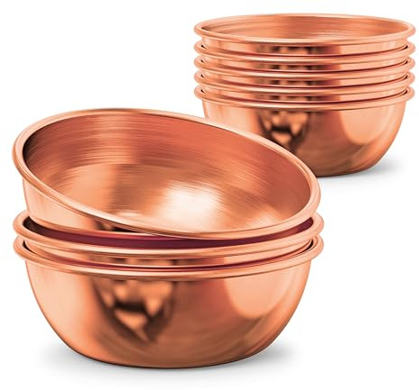 Krihan Confezione da 8 piatti da salsa in acciaio inox da 90,7 g, mini piattini individuali per condimenti, salse per sushi, antipasti, piatti rotondi color oro rosa per cene eleganti