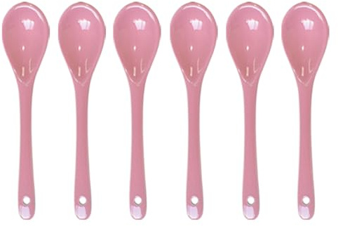 Pirhosigma 6 pcs Pink Porcelain Egg Spoons Ceramic Spoons 4.7 inch Coffee Dessert Yogurt Tea Milky Tea