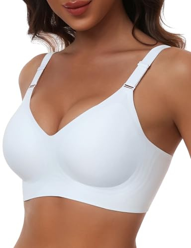 HORISUN Seamless Push Up Bra Womens Comfortable Bras Wirefree(White XL)
