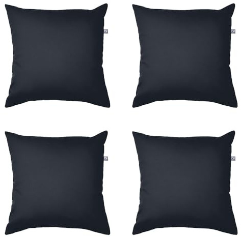 rucomfy Indoor/Outdoor Cushion with Insert Filling - Accessories for Home and Garden Decor Scatter Pillow - Pre Filled with Fibre Inner - Water Resistant - 45 x 45cm (4, Navy Blue, 45cm x 45cm)