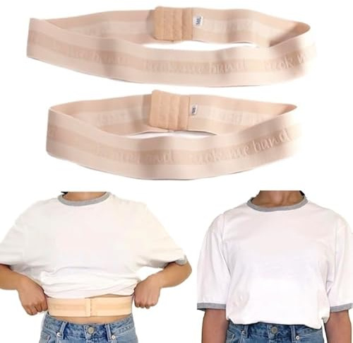 tuck me band - Cinturón elástico ajustable para recortar/meter en tu ropa: suéteres, tops, camisas, camisetas, camisetas de moda Hack neutro/beige natural, Neutro/Beige natural, M/L